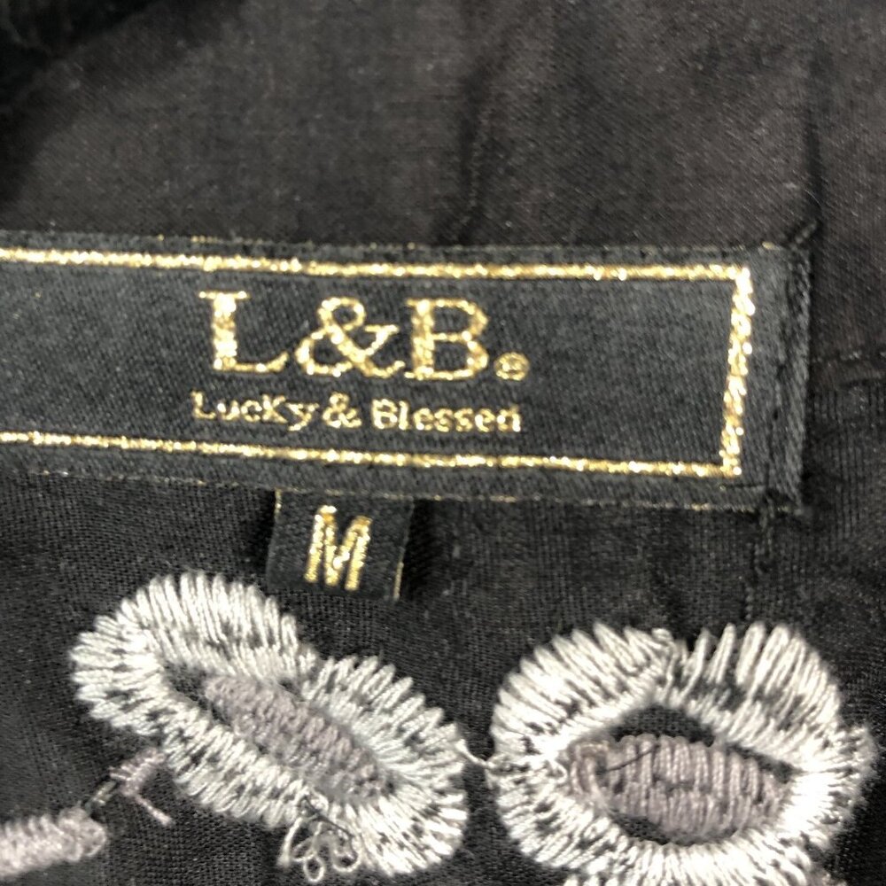 Velvet Cardigan Womens Medium Black Boho Art to Wear L&B Embroidered Statement - Picture 9 of 16